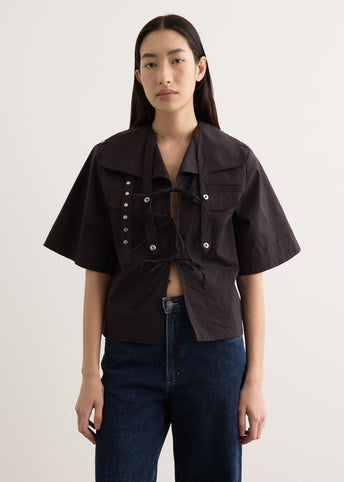 Stretch Cotton Cowl Neck Blouse