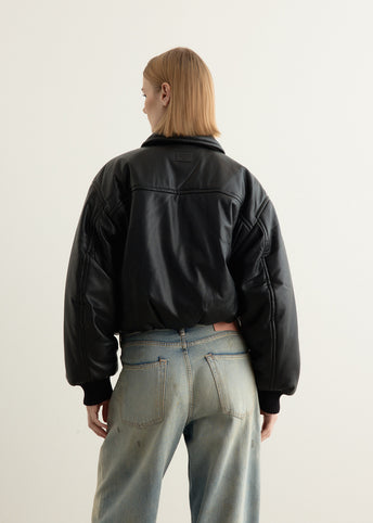 Faux Leather Bomber Jacket