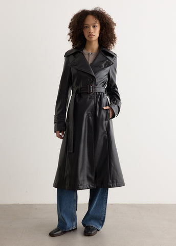 ジャケット・アウター efu VINTAGE FAUX LEATHER COAT Oliv Vintage Faux Leather Jacket