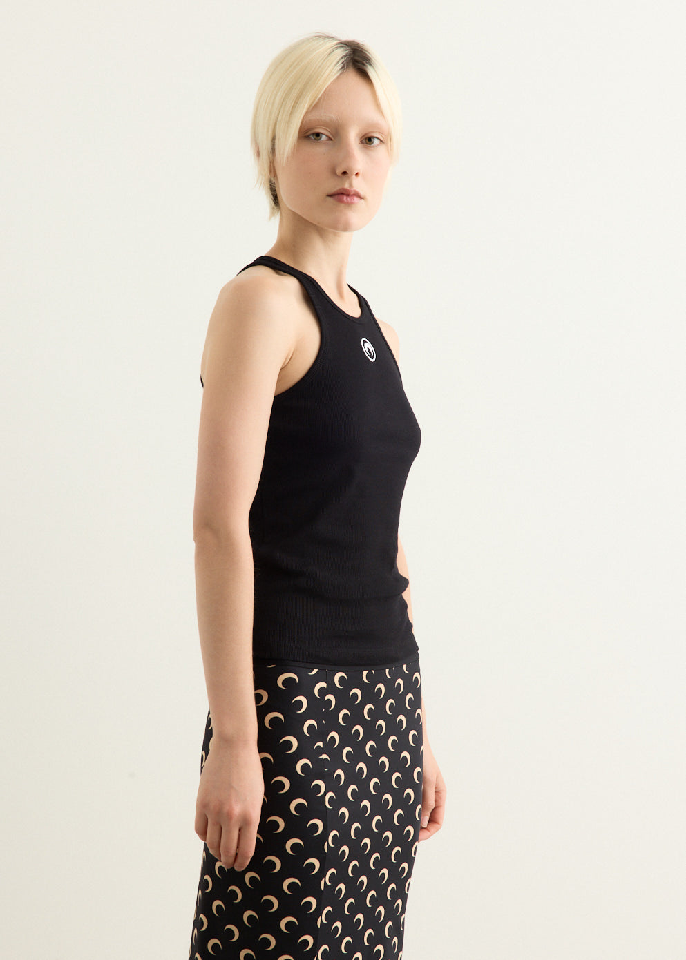 Moon Logo Ribbed Jersey Tank Top