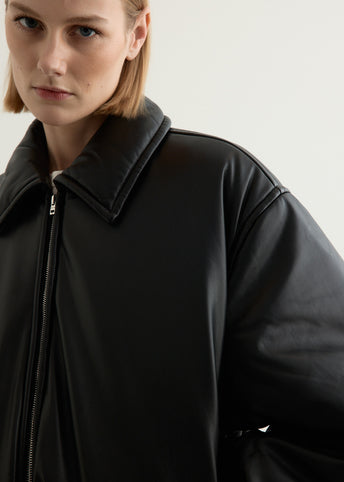 Faux Leather Bomber Jacket