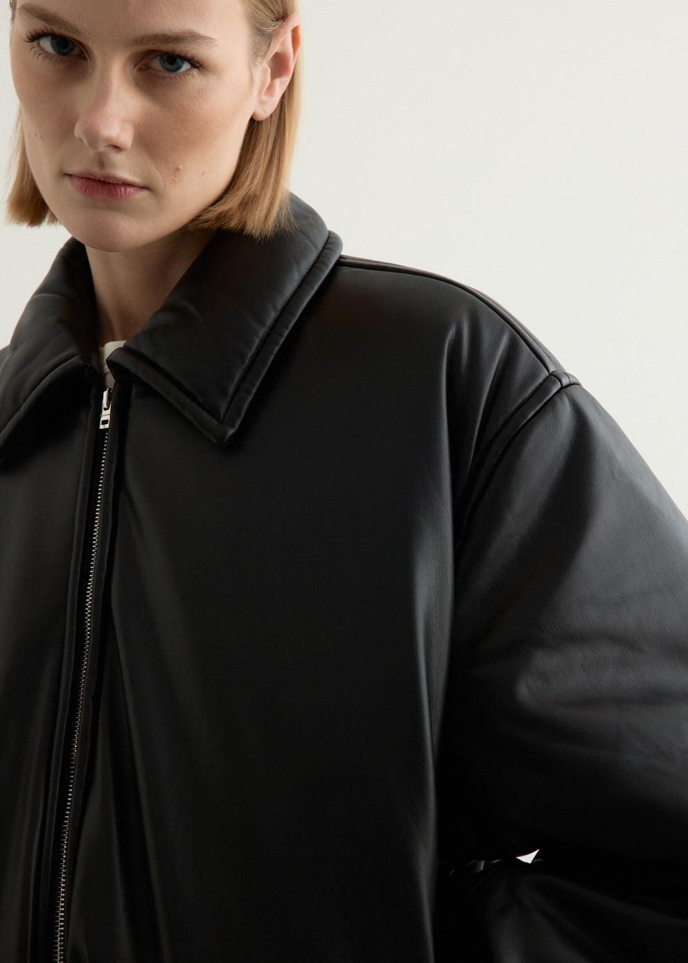 Faux Leather Bomber Jacket