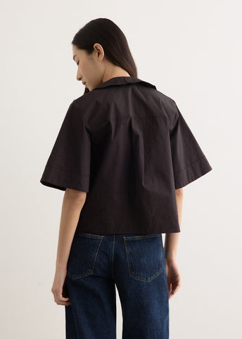 Stretch Cotton Cowl Neck Blouse