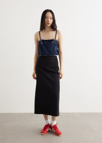 Crinkled Future Denim Strap Top