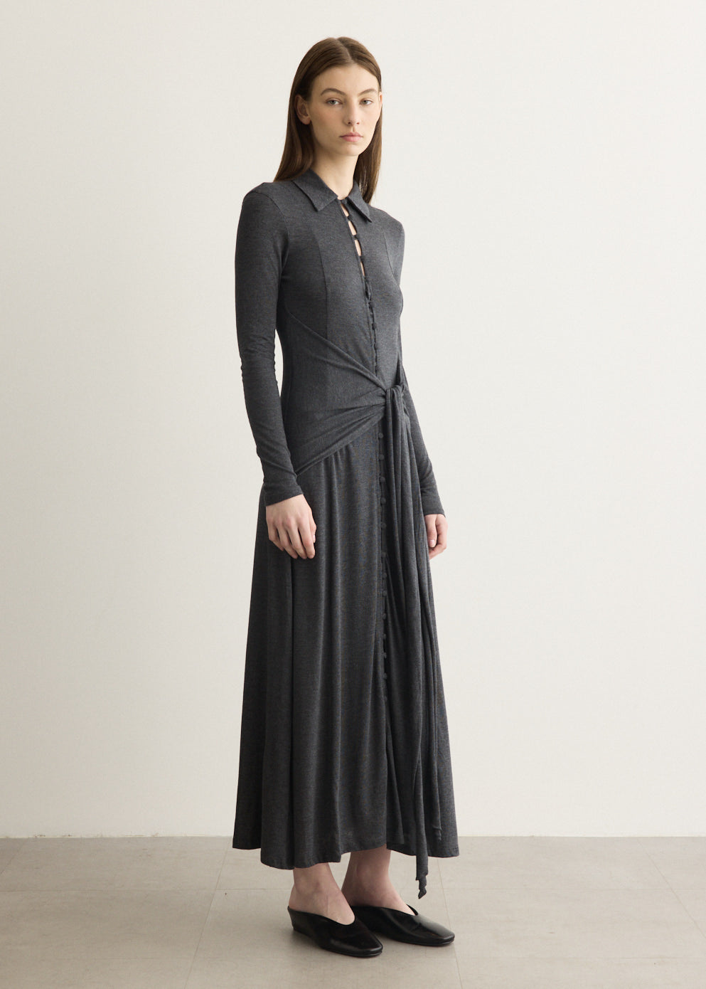 Long Sleeve Maxi Tie Dress