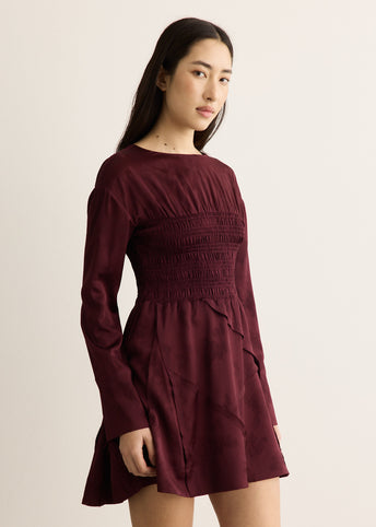Fluid Satin Jacquard Patchwork Mini Dress