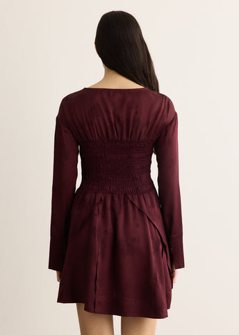 Fluid Satin Jacquard Patchwork Mini Dress