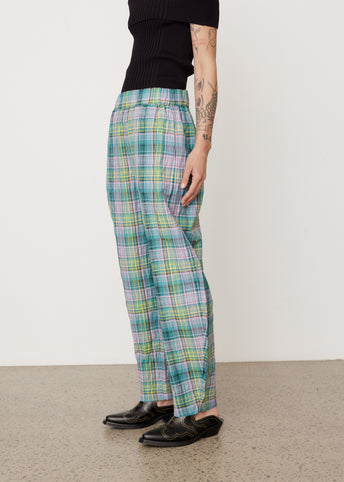Seersucker Check Elasticated Pants
