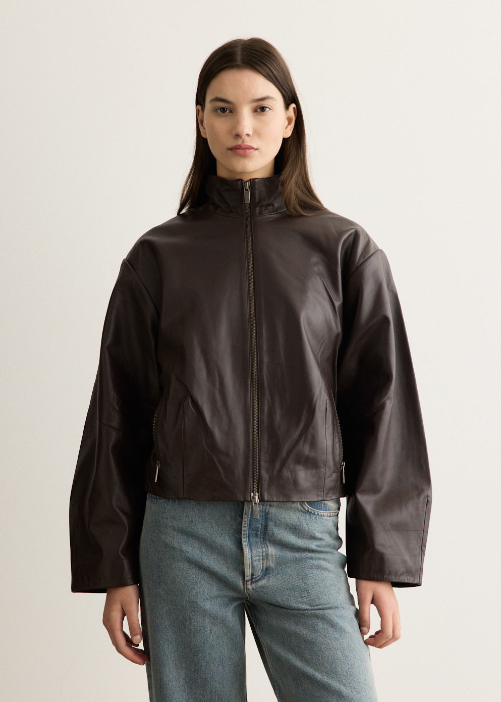 Cocoon Zip Leather Jacket