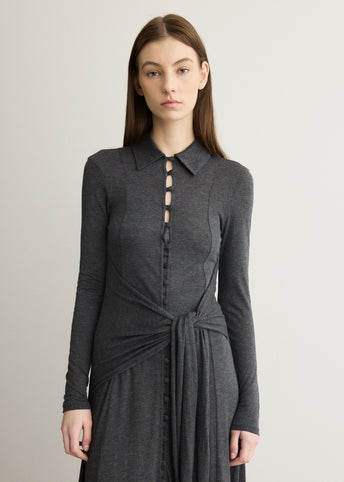 Long Sleeve Maxi Tie Dress