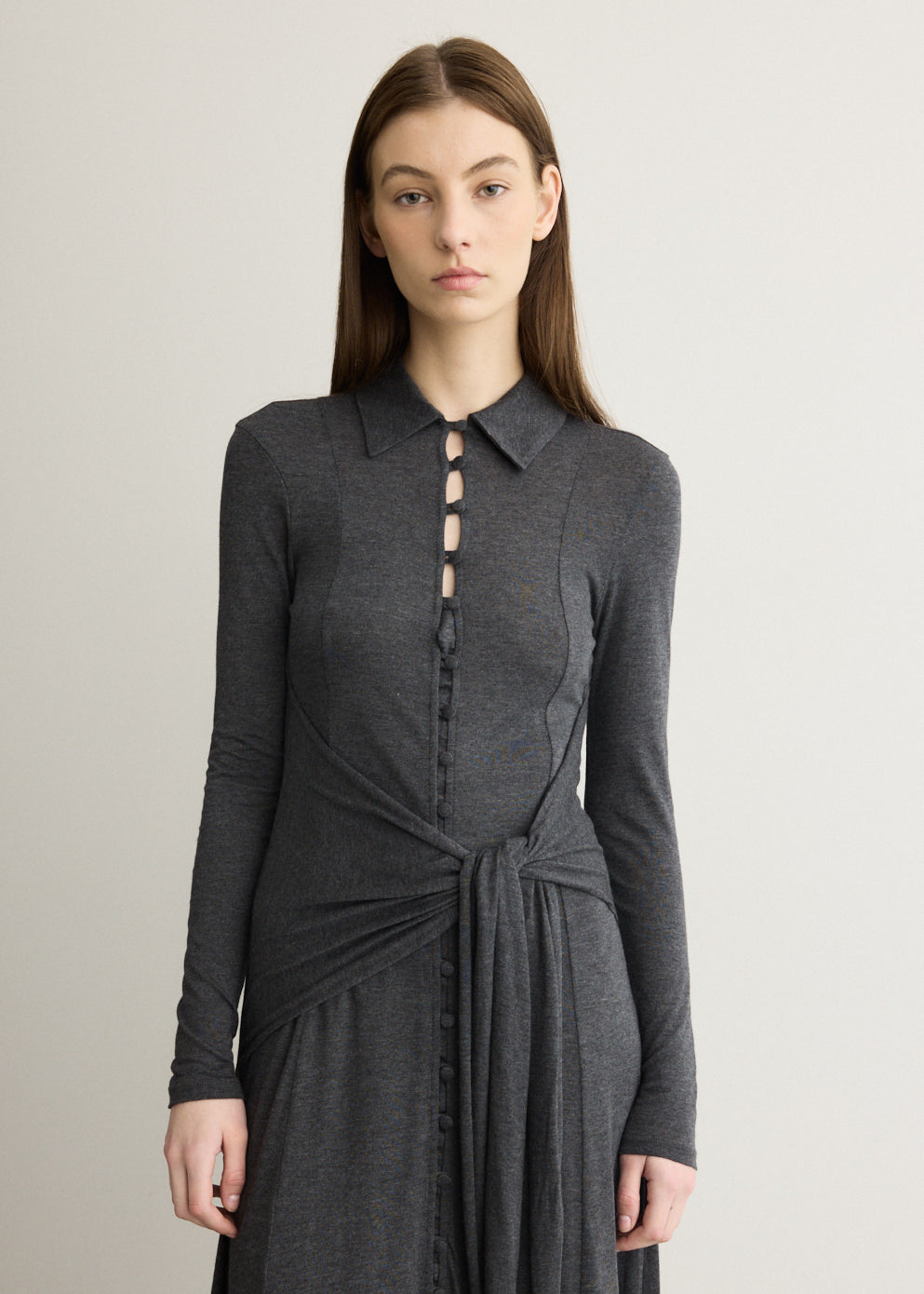 Long Sleeve Maxi Tie Dress