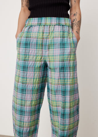 Seersucker Check Elasticated Pants