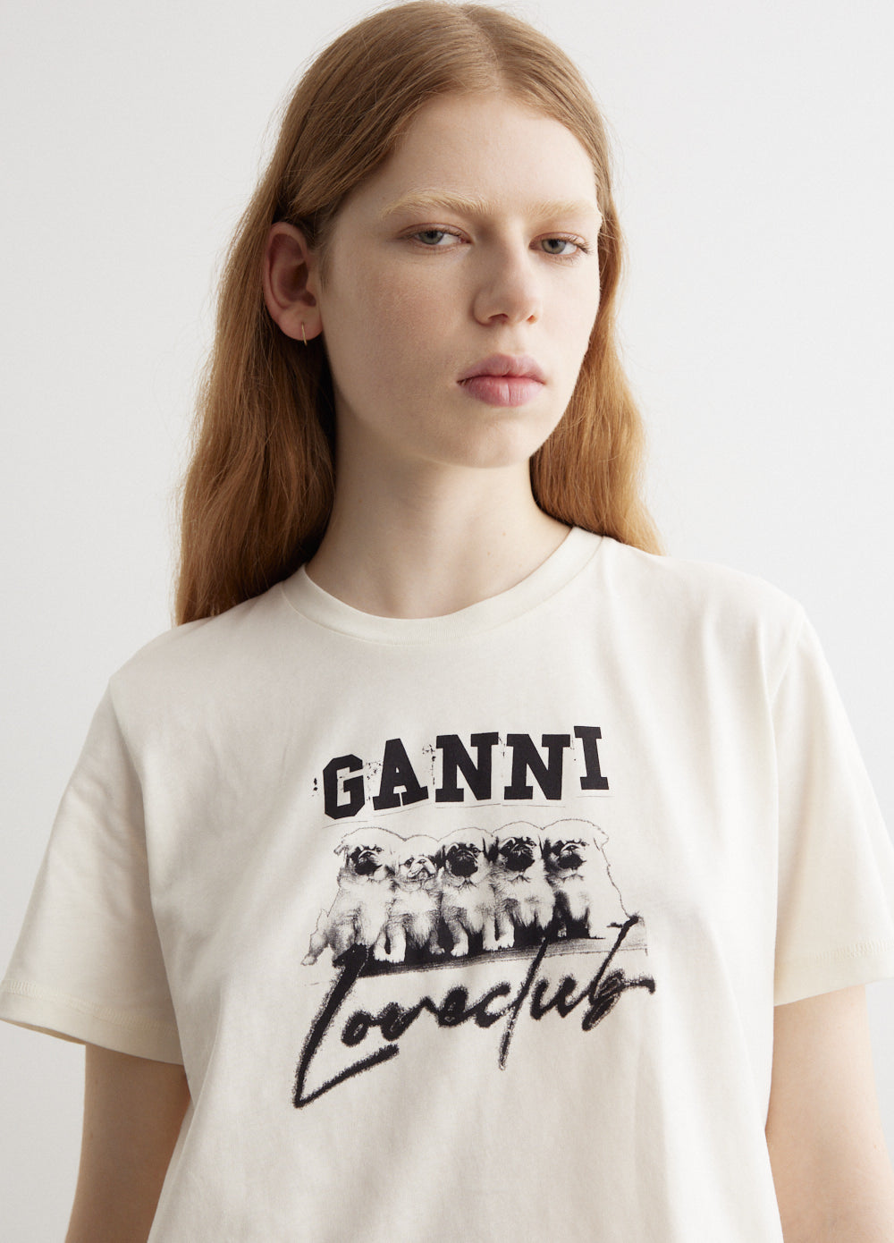 Ganni - Thin Jersey Puppy Love Relaxed T-Shirt - Tshirt logo,Specials : American Fashion Style Bags On Sale Ganni - Thin Jersey Puppy Love Relaxed T-Shirt - Tshirt logo,Specials : American Fashion Style Bags On Sale