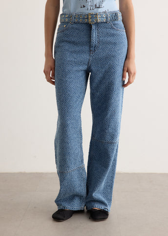 Fluffy Denim Izey Belt Jeans