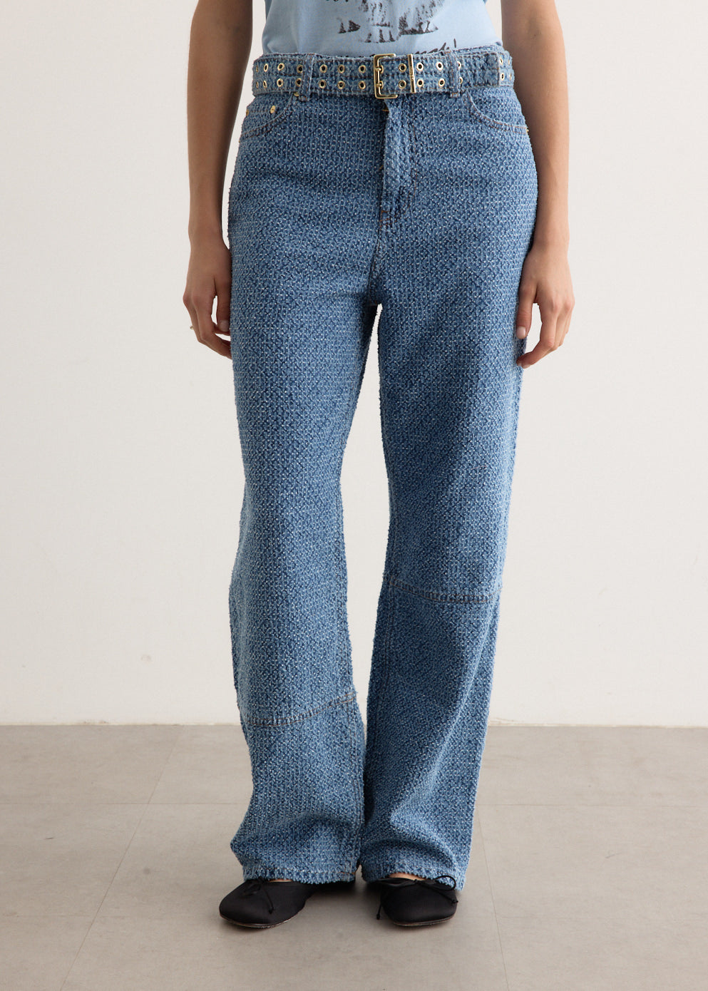 Fluffy Denim Izey Belt Jeans