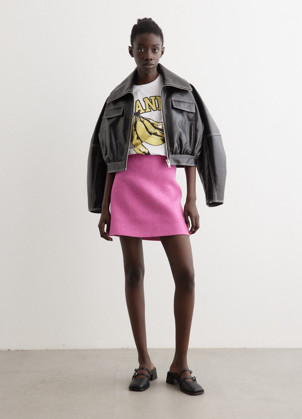 Twill Wool Suiting Mini Skirt