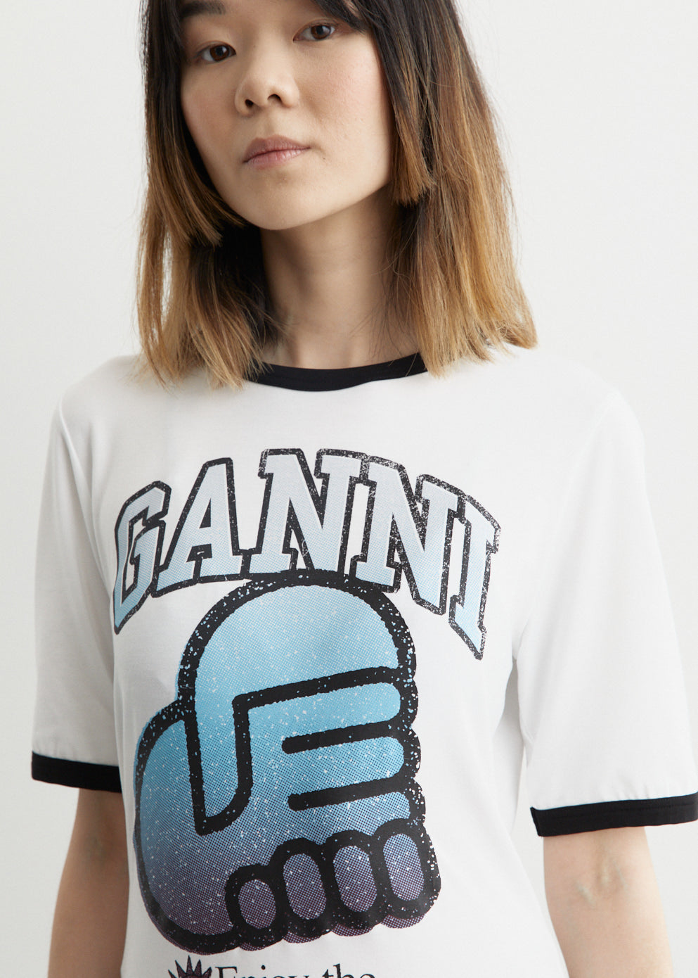 Light Stretch Jersey Ganni Fitted T-Shirt