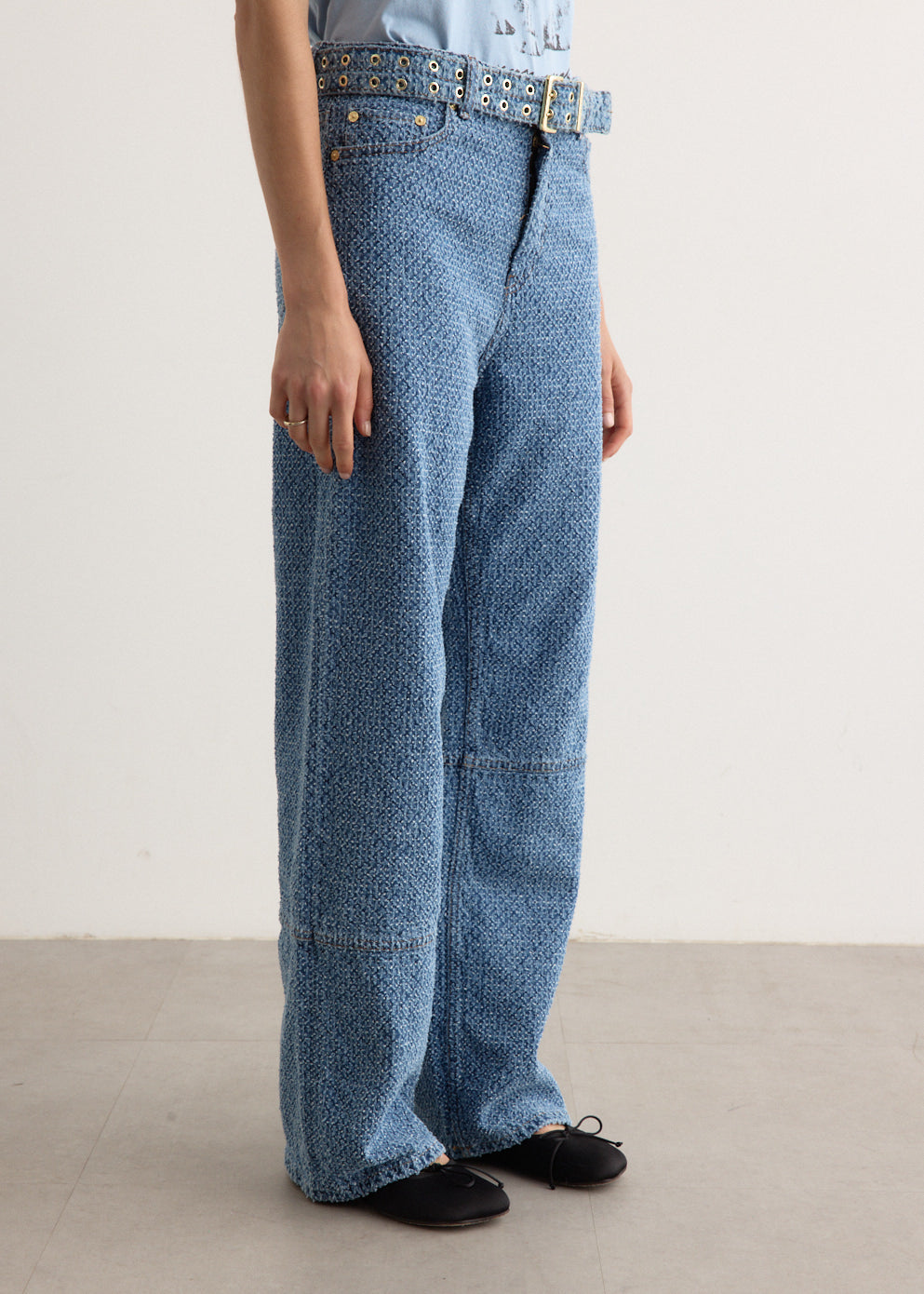Fluffy Denim Izey Belt Jeans