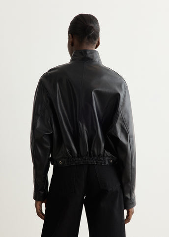 Stand Collar Leather Jacket