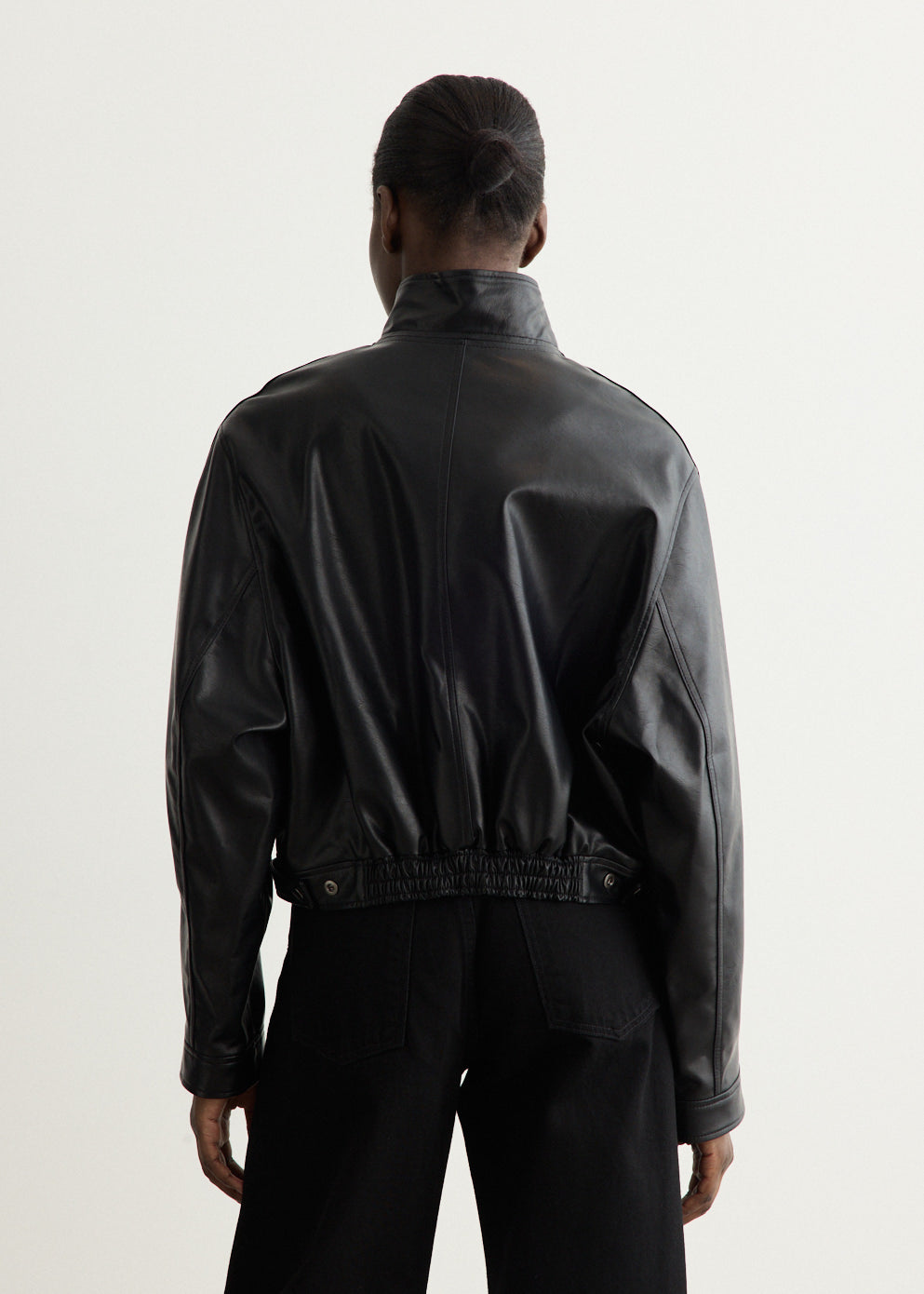 Stand Collar Leather Jacket