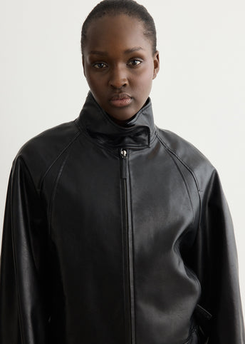 Stand Collar Leather Jacket