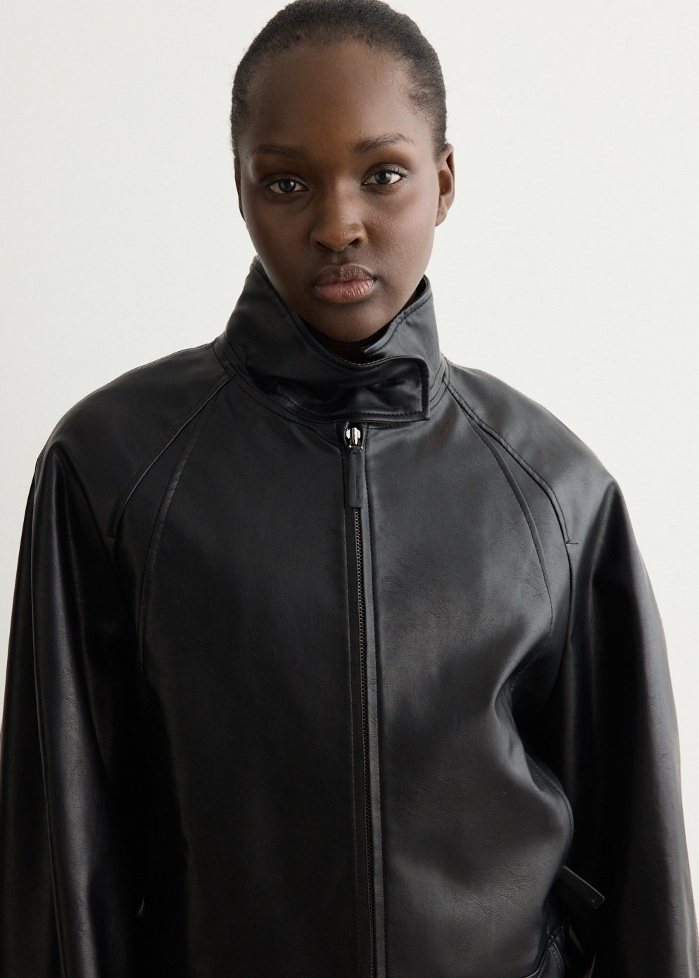 Stand Collar Leather Jacket