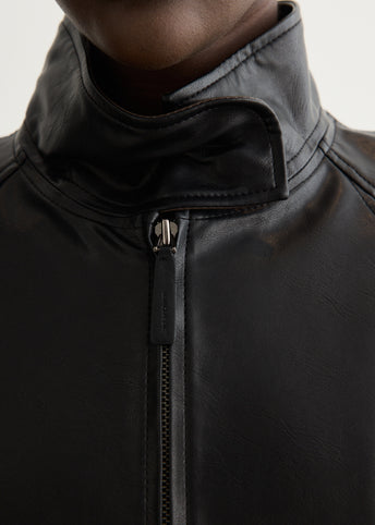 Stand Collar Leather Jacket