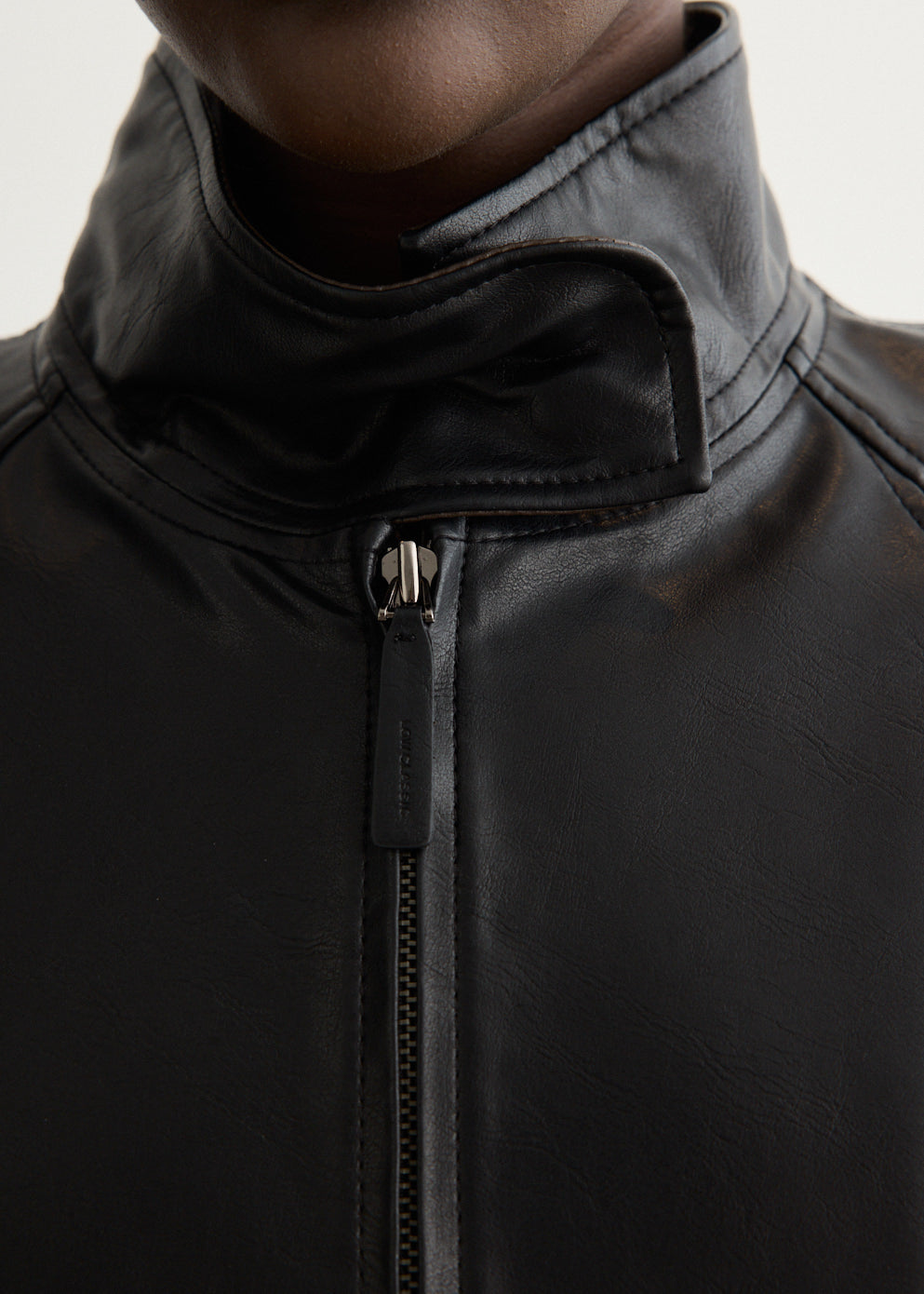 Stand Collar Leather Jacket