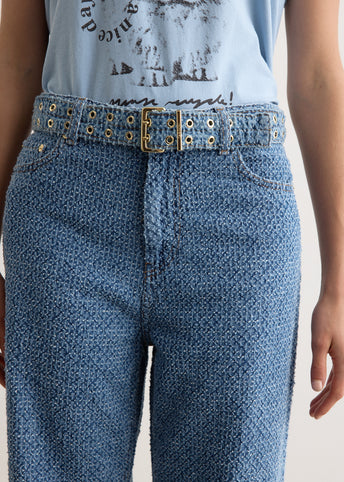 Fluffy Denim Izey Belt Jeans