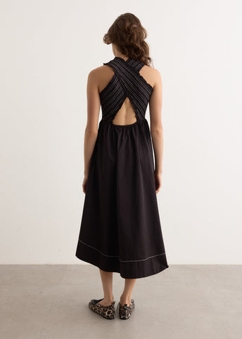 Washed Stretch Cotton Smock Midi Dress