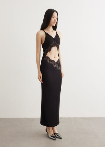 Lace Insert Halter Dress