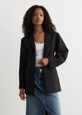 Cotton Suiting Fitted Blazer