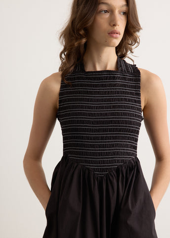 Washed Stretch Cotton Smock Midi Dress