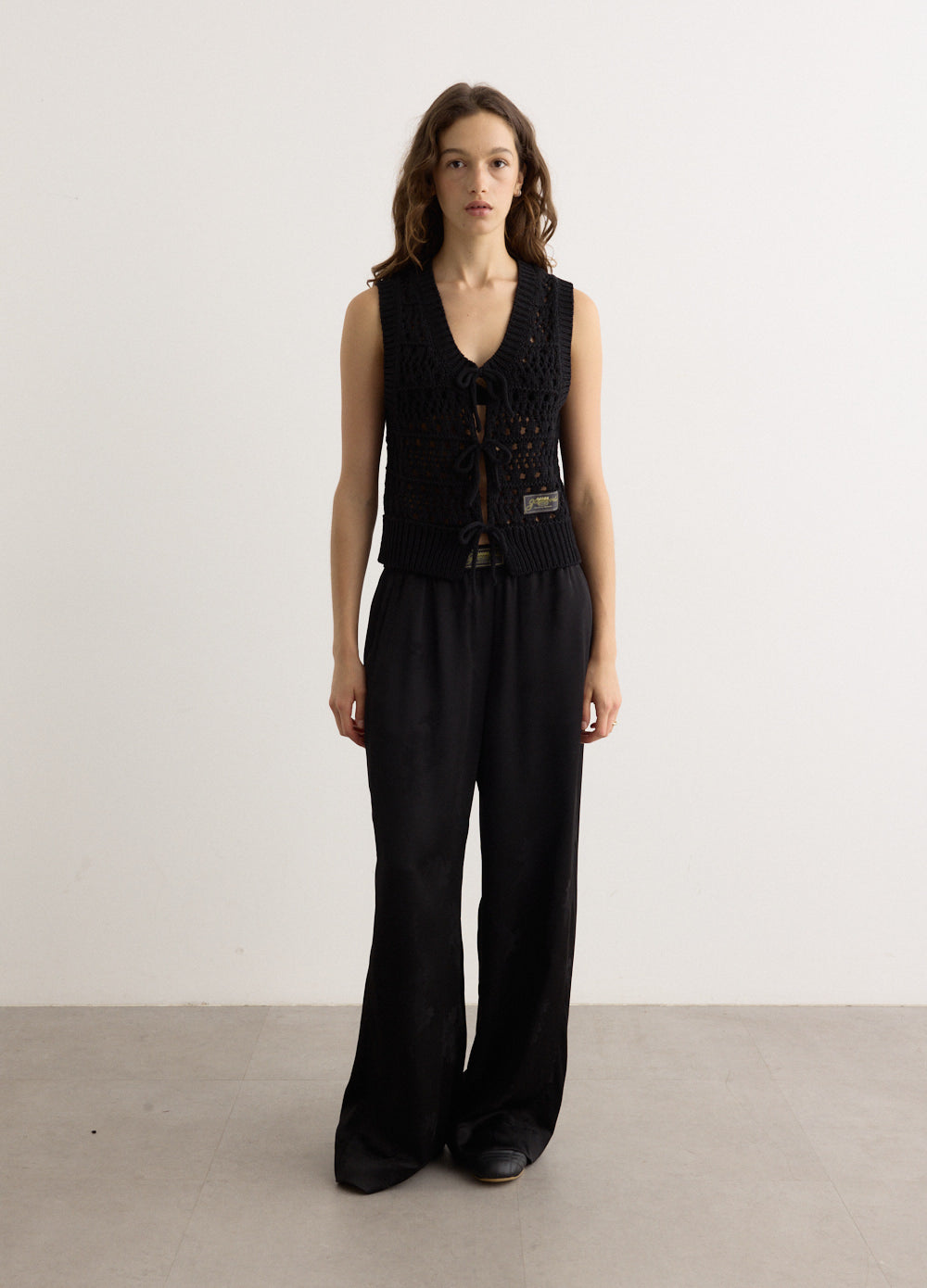 Fluid Satin Jacquard Elasticated Pants