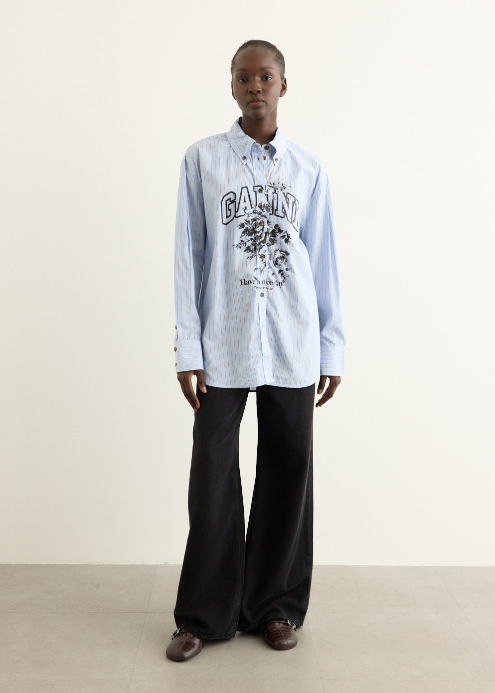 Stripe Cotton Oversized Shirt