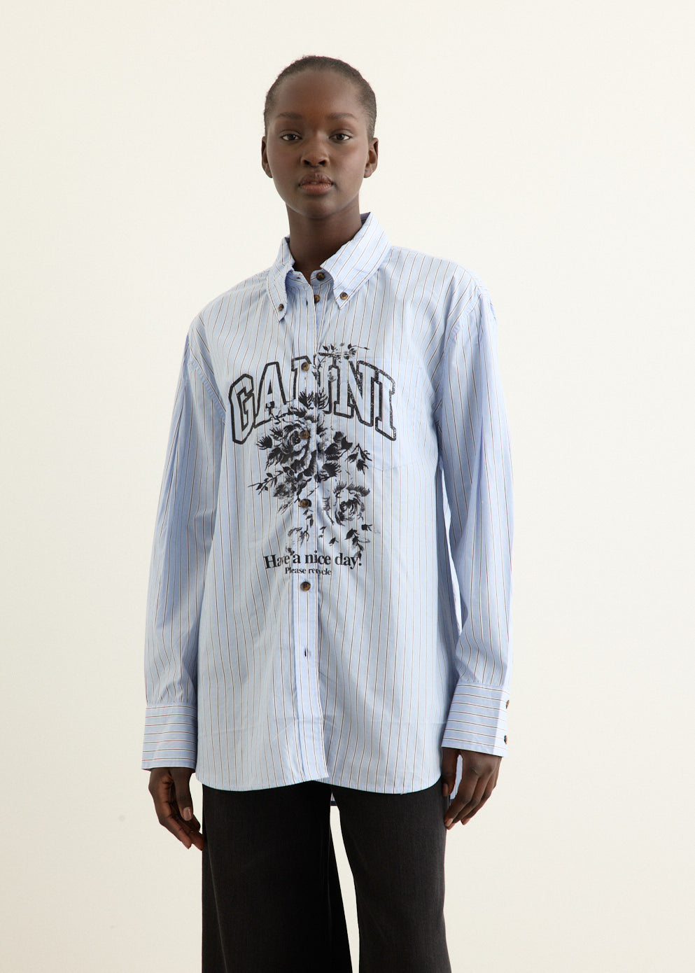 Stripe Cotton Oversized Shirt