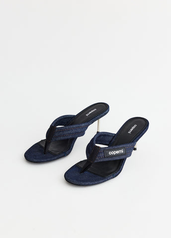 Denim Branded Thong Sandals