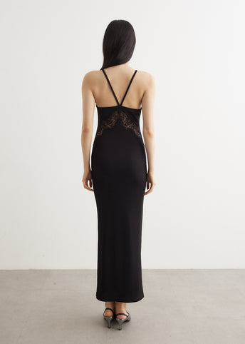 Lace Insert Halter Dress