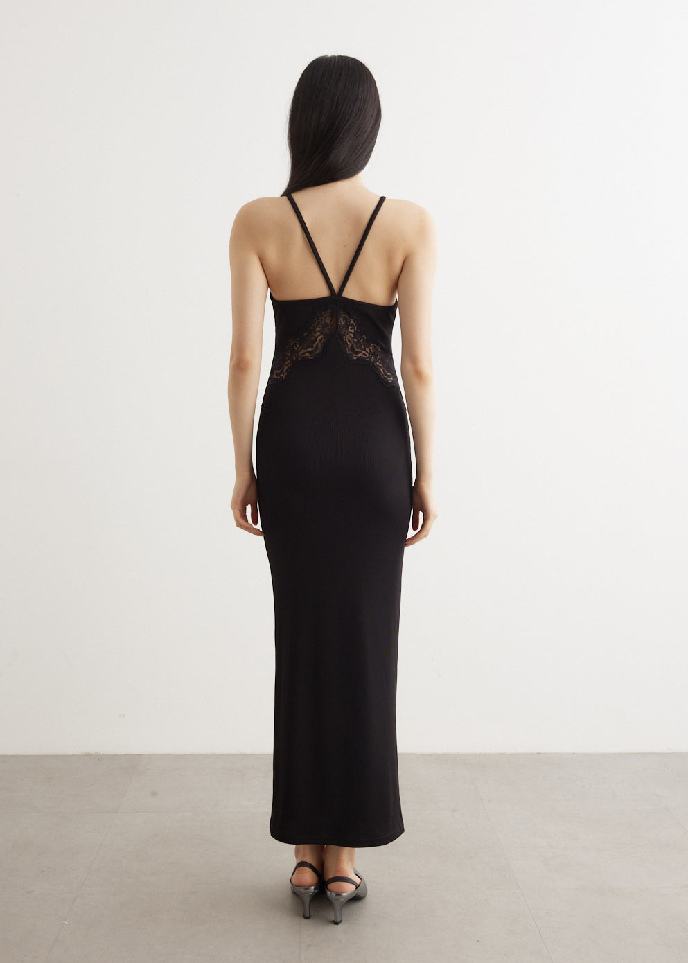 Lace Insert Halter Dress