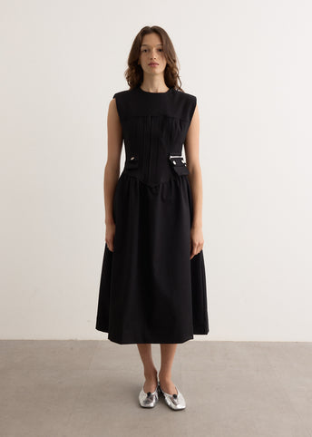 Heavy Cotton Tailoring Corset Midi Dress