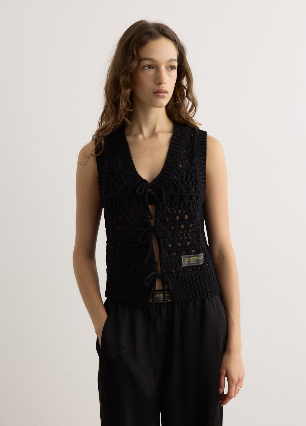 Cotton Mix Tie String Vest
