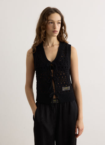 Cotton Mix Tie String Vest