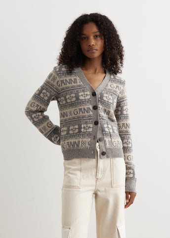 Logo Wool Mix Cardigan