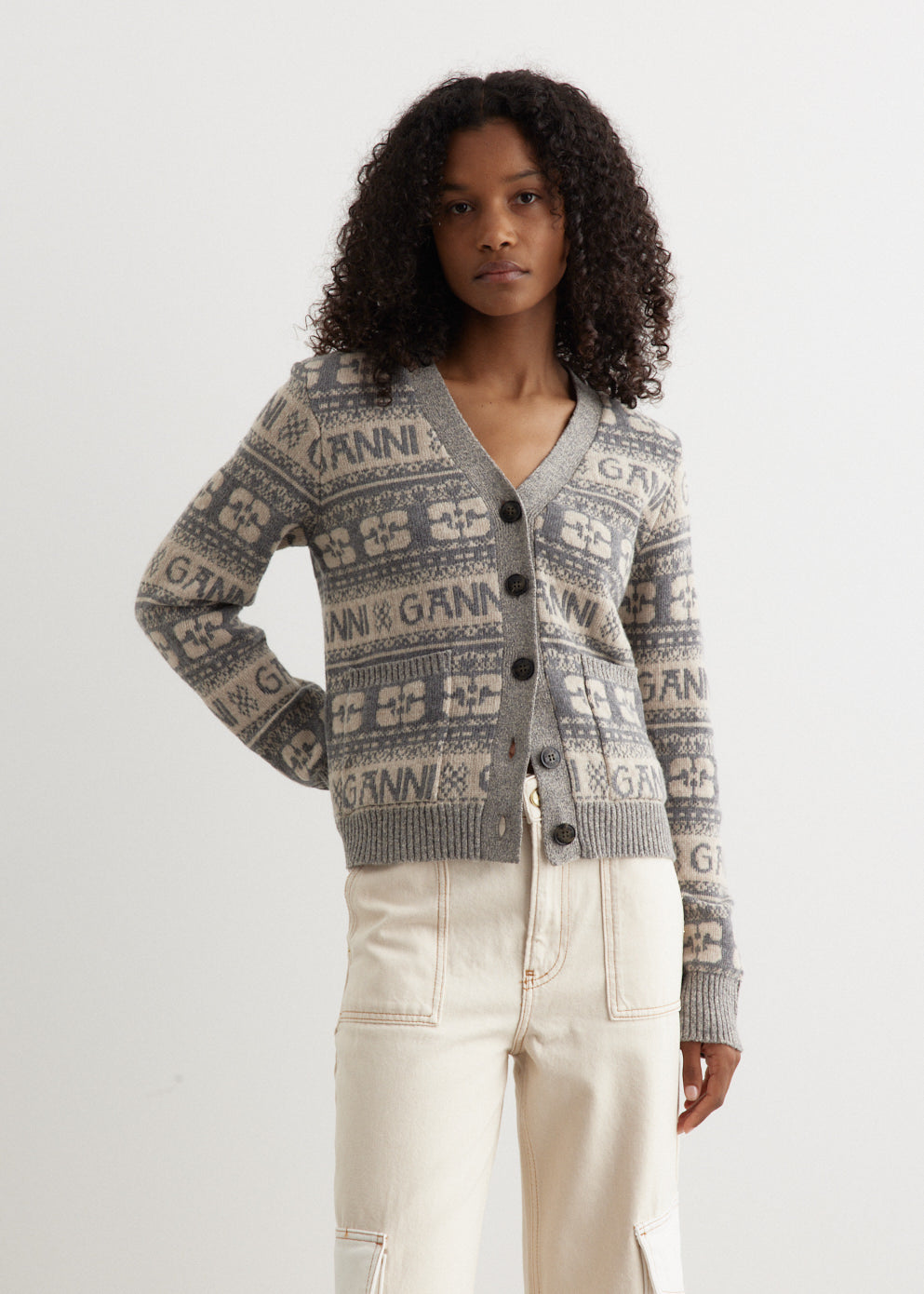 Logo Wool Mix Cardigan
