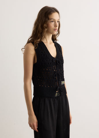 Cotton Mix Tie String Vest