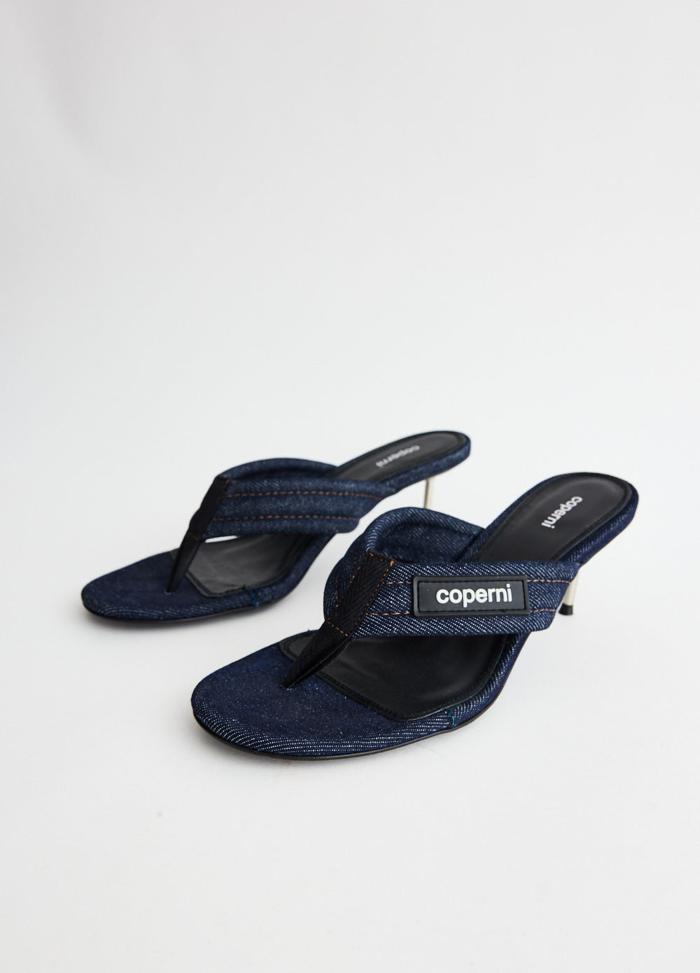Denim Branded Thong Sandals