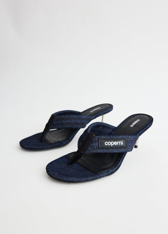 Denim Branded Thong Sandals