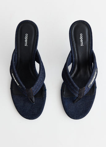 Denim Branded Thong Sandals