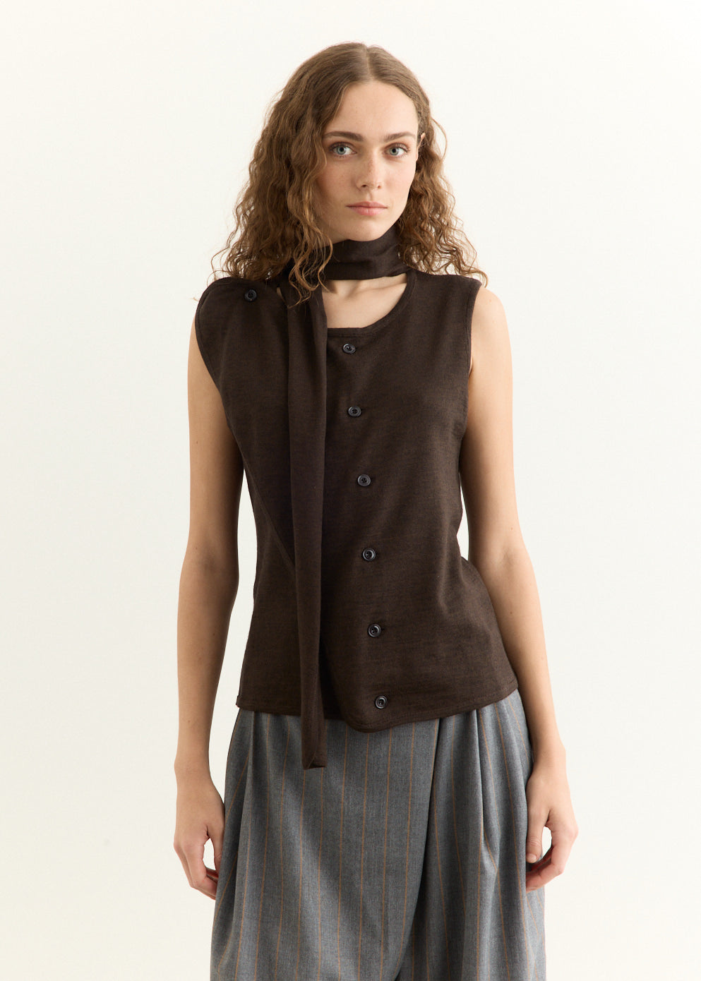 Asymmetrical Sleeveless Cardigan