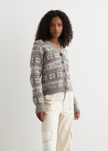 Logo Wool Mix Cardigan
